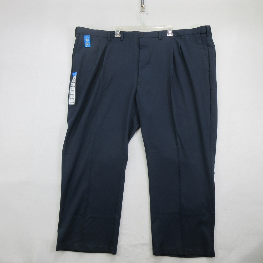 Haggar Men's Pants 54x29 Pleated Cool 18 Pro Expandable Waist Navy Blue New
